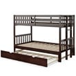 Costway Wood and PB Twin Over Twin Pull-Out Bunk Bed with Trundle in Espresso