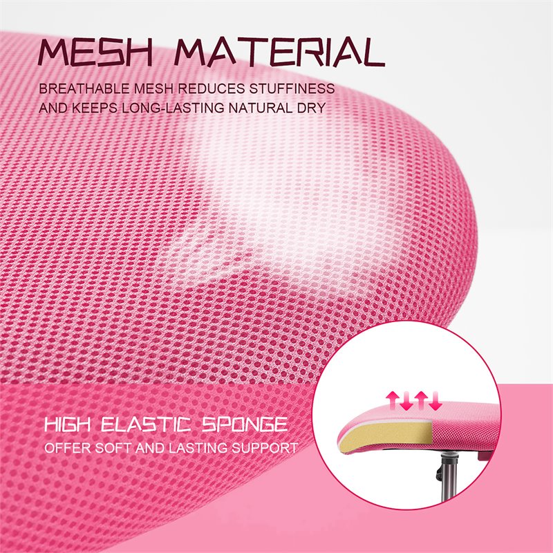 Costway Sponge Adjustable Mid Back Swivel Armless Office Chair in Pink