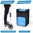 Costway Aluminum Folding Shopping Grocery Cart with Removable Bag in Blue