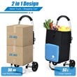 Costway Aluminum Folding Shopping Grocery Cart with Removable Bag in Blue