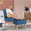 Costway Thick Padded Button Tufted Leisure Chair and Ottoman Set in Blue