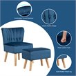 Costway Thick Padded Button Tufted Leisure Chair and Ottoman Set in Blue