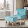 Costway Thick Padded Button Tufted Leisure Chair and Ottoman Set in Green