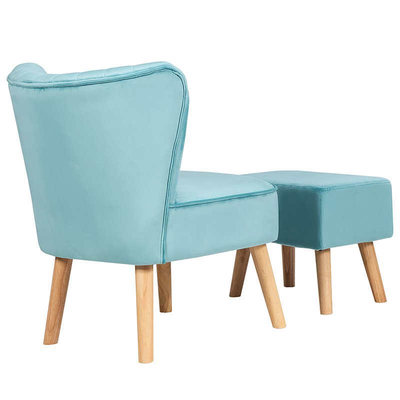 Costway Thick Padded Button Tufted Leisure Chair and Ottoman Set in Green