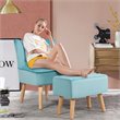 Costway Thick Padded Button Tufted Leisure Chair and Ottoman Set in Green
