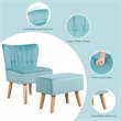Costway Thick Padded Button Tufted Leisure Chair and Ottoman Set in Green