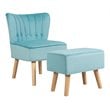 Costway Thick Padded Button Tufted Leisure Chair and Ottoman Set in Green