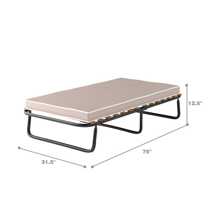 Costway Metal Guest Sleeper Folding Bed with Memory Foam Mattress in Black