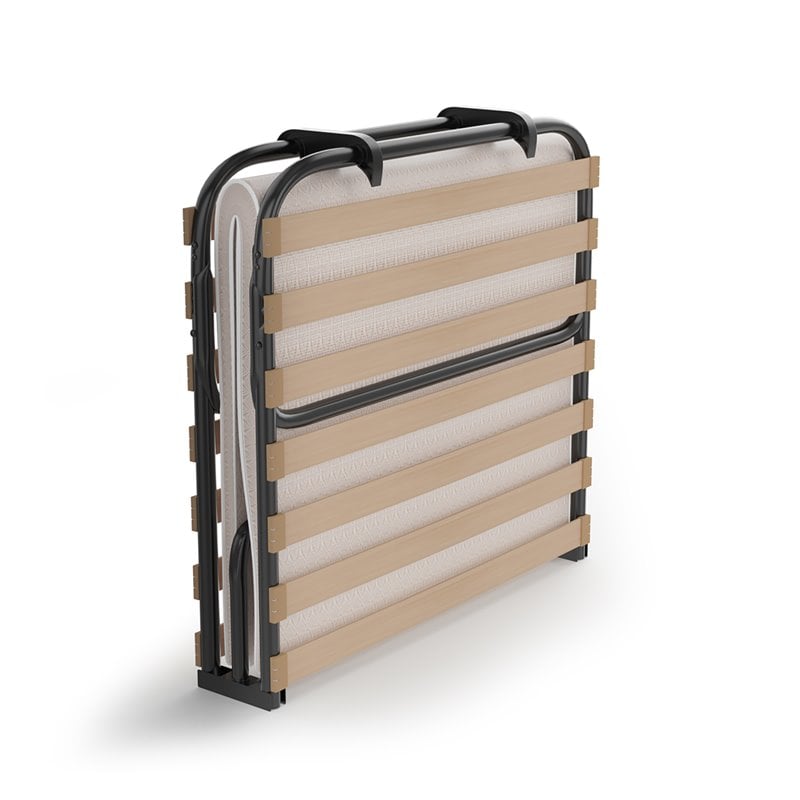 Costway Metal Guest Sleeper Folding Bed with Memory Foam Mattress in Black