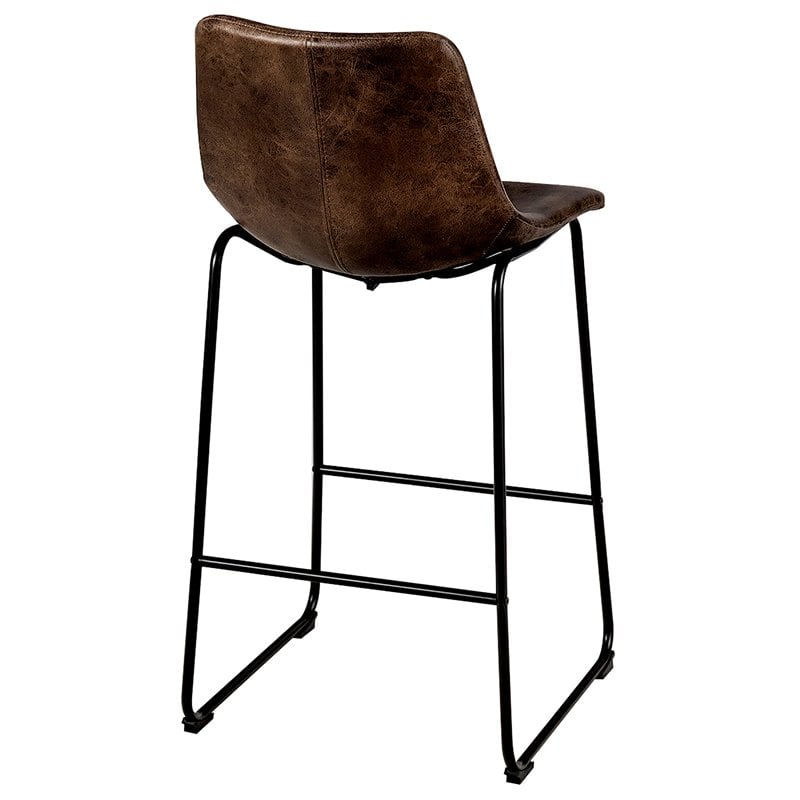 Costway Contemporary Faux Suede Bar Stool with Metal Legs in Brown (Set of 2)