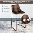Costway Contemporary Faux Suede Bar Stool with Metal Legs in Brown (Set of 2)