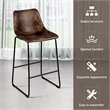 Costway Contemporary Faux Suede Bar Stool with Metal Legs in Brown (Set of 2)