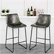 Costway Contemporary Faux Suede Bar Stool with Metal Legs in Gray (Set of 2)