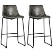Costway Contemporary Faux Suede Bar Stool with Metal Legs in Gray (Set of 2)