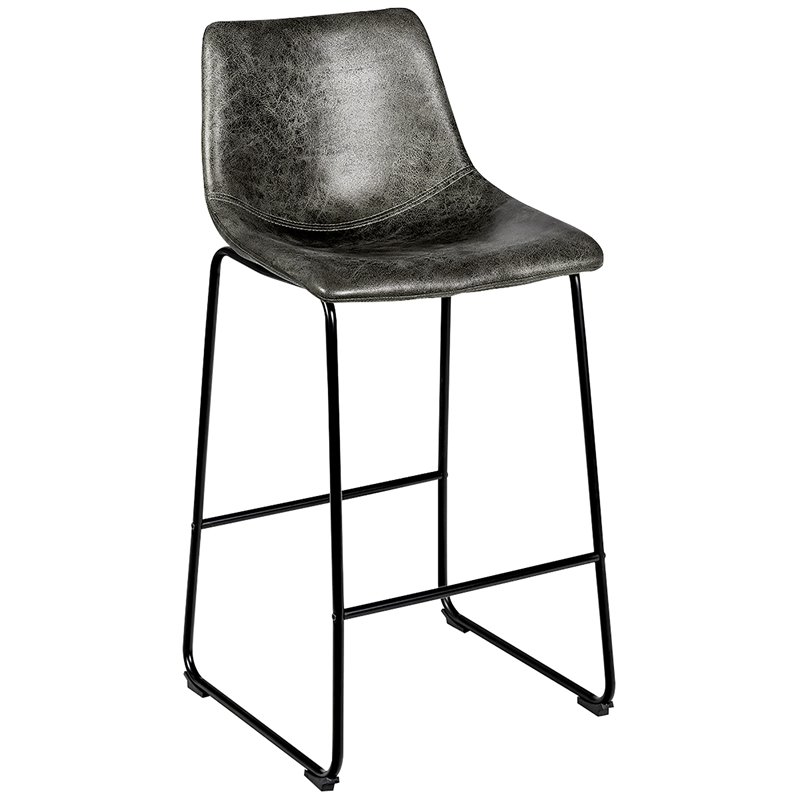Costway Contemporary Faux Suede Bar Stool with Metal Legs in Gray (Set of 2)