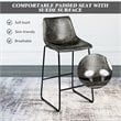 Costway Contemporary Faux Suede Bar Stool with Metal Legs in Gray (Set of 2)
