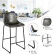 Costway Contemporary Faux Suede Bar Stool with Metal Legs in Gray (Set of 2)
