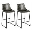 Costway Contemporary Faux Suede Bar Stool with Metal Legs in Gray (Set of 2)
