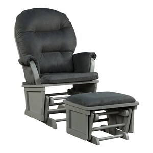 Costway Contemporary Fabric Rocking Chair Glider & Ottoman Set in Dark Gray