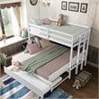 Costway Wood and PB Twin Over Twin Pull-Out Bunk Bed with Trundle in White
