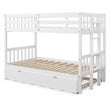 Costway Wood and PB Twin Over Twin Pull-Out Bunk Bed with Trundle in White
