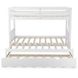 Costway Wood and PB Twin Over Twin Pull-Out Bunk Bed with Trundle in White