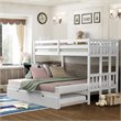 Costway Wood and PB Twin Over Twin Pull-Out Bunk Bed with Trundle in White
