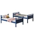Costway Contemporary MDF and Wood Twin Over Twin Bunk Bed in Navy