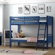 Costway Contemporary MDF and Wood Twin Over Twin Bunk Bed in Navy