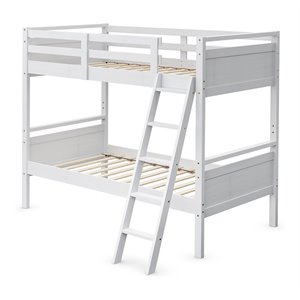 Costway Contemporary MDF and Wood Twin Over Twin Bunk Bed in White
