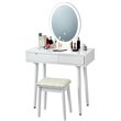 Costway Touch Screen 3 Lighting Modes Dressing/Makeup Vanity Set in White