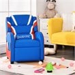 Costway PU Leather Kids Gaming Sofa Recliner Armchair with Side Pockets in Blue