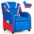 Costway PU Leather Kids Gaming Sofa Recliner Armchair with Side Pockets in Blue