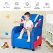 Costway PU Leather Kids Gaming Sofa Recliner Armchair with Side Pockets in Blue