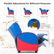 Costway PU Leather Kids Gaming Sofa Recliner Armchair with Side Pockets in Blue