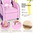 Costway PU Leather Kids Gaming Sofa Recliner Armchair with Side Pockets in Pink