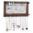 Costway Wall Mounted Organizer Vintage Wood Jewelry Holder Hanger Rack in Brown