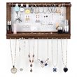 Costway Wall Mounted Organizer Vintage Wood Jewelry Holder Hanger Rack in Brown
