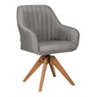 Costway Contemporary Fabric Swivel Accent Chair with Beech Wood Legs in Gray