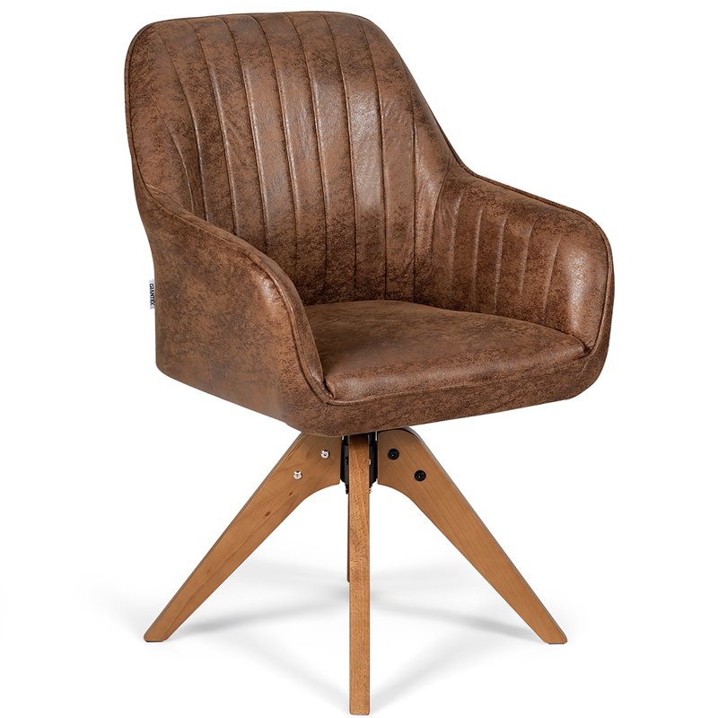 Costway Contemporary Hot-stamping Cloth Swivel Accent Chair in Brown