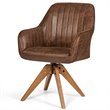 Costway Contemporary Hot-stamping Cloth Swivel Accent Chair in Brown