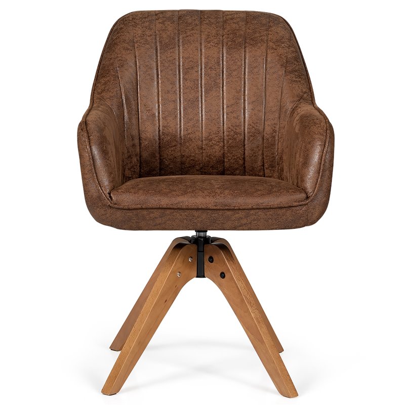Costway Contemporary Hot-stamping Cloth Swivel Accent Chair in Brown