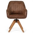 Costway Contemporary Hot-stamping Cloth Swivel Accent Chair in Brown