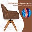 Costway Contemporary Hot-stamping Cloth Swivel Accent Chair in Brown