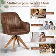 Costway Contemporary Hot-stamping Cloth Swivel Accent Chair in Brown