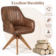 Costway Contemporary Hot-stamping Cloth Swivel Accent Chair in Brown