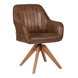 Costway Contemporary Hot-stamping Cloth Swivel Accent Chair in Brown
