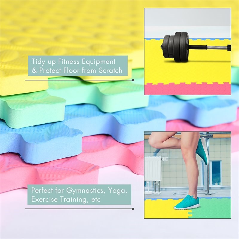 Costway 12-piece Interlocking Kid's Puzzle Exercise Play Mats in Multi-Color