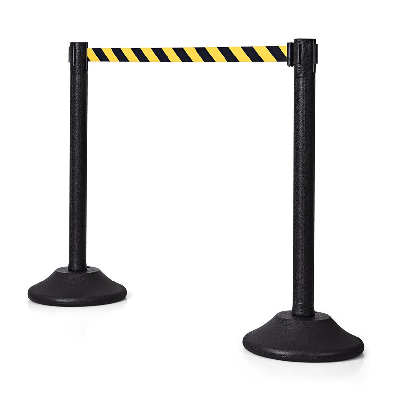 Costway 2-piece Retractable Belt Stanchion Post Crowd Control Barriers in Yellow