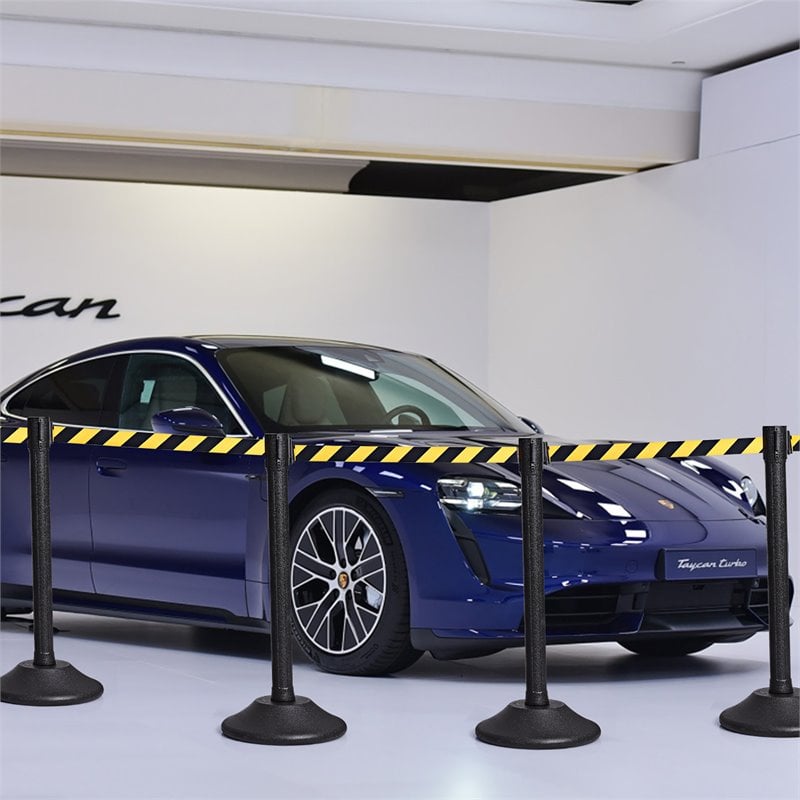 Costway 2-piece Retractable Belt Stanchion Post Crowd Control Barriers in Yellow